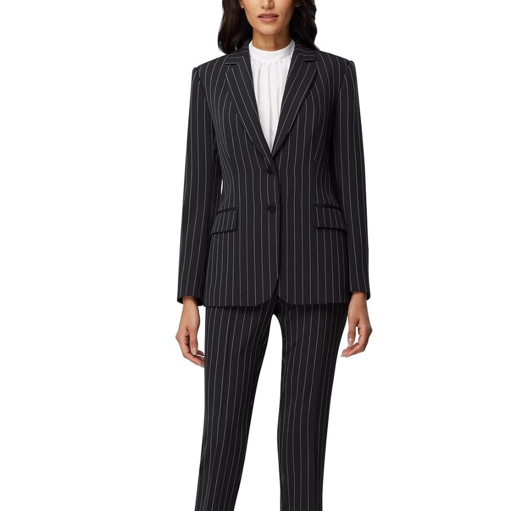 Tahari ASL Petite Chalk-Stripe Two-Button Blazer
